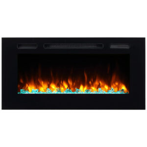 Lareira Elétrica de Embutir A50x101L, com Controle Remoto, 1500W, 110v, PURAFLAME EF172B, Preto