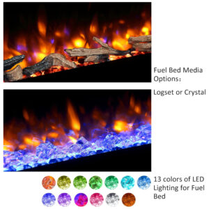 Lareira Elétrica de Embutir A50x101L, com Controle Remoto, 1500W, 110v, PURAFLAME EF172B, Preto