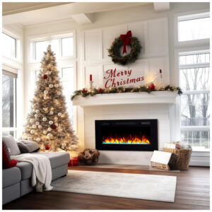 Lareira Elétrica de Embutir A50x101L, com Controle Remoto, 1500W, 110v, PURAFLAME EF172B, Preto