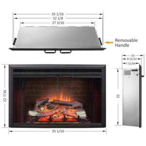 ectq1hsbgql80b_1 jpg - Lareira Elétrica PuraFlame de Embutir A55x88L com Controle Remoto e Porta de Vidro, 110V, 1500W, Preta