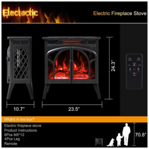 ectq1njwbhfb0b_1 jpg - Lareira Elétrica Portátil Autônoma com Chamas Realista 3D, 4 Cores Variáveis e Controle Remoto, 110V 1500W, Electactic, Cinza