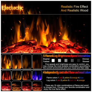ectq1njwbhfb0b_2 jpg - Lareira Elétrica Portátil Autônoma com Chamas Realista 3D, 4 Cores Variáveis e Controle Remoto, 110V 1500W, Electactic, Cinza