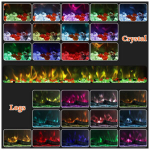 ectq1wh27y1d0b_3 jpg - Lareira Elétrica de Embutir A54x161L cm com 13 Cores de Chama Ajustáveis, Termostato, Temporizador, Controle Remoto e Digital, Conjunto de Toras e Cristal, 110V 1500W, Mystflame, Preta