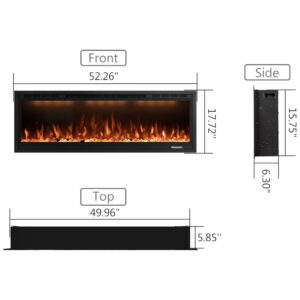 ectq1xhts4gb0b_4 jpg - Lareira Elétrica de Embutir A44x132L com Controle Remoto e Temporizador, 110V 1500W, Rodalflame, Preta