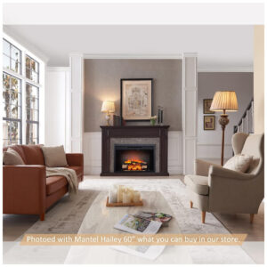 Lareira Elétrica de Embutir A66x98L cm com Controle Remoto, Som de Crepitação de Fogo e Porta de Vidro, 110V 1500W, Legend Flame EF265B, Preta