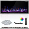 ectq23zy44pd0b_0 jpg - Lareira Elétrica de 107 cm, Ultrafina, Embutida ou de Parede, Troncos, Madeira Flutuante ou Cristais, Controle Remoto, Termostato,Timer,Kucreiheat