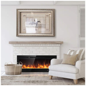 Lareira Elétrica de Embutir A54x127L cm com 9 Cores de Chamas, Controle de Temperatura, Temporizador e Controle Digital, 110V 1500W, Tangkula, Preta