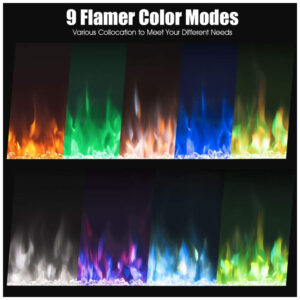 Lareira Elétrica de Embutir A54x127L cm com 9 Cores de Chamas, Controle de Temperatura, Temporizador e Controle Digital, 110V 1500W, Tangkula, Preta