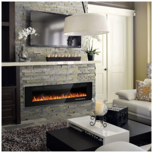 ectq2dbh36q90b_1 jpg - Lareira Elétrica de Embutir A45x182L com Controle Remoto, Temporizador e Chamas Ajustavel, 110V, BOSSIN, Preta