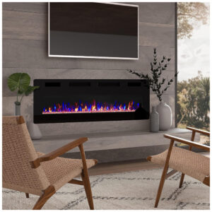 ectq2dbh36q90b_2 jpg - Lareira Elétrica de Embutir A45x182L com Controle Remoto, Temporizador e Chamas Ajustavel, 110V, BOSSIN, Preta