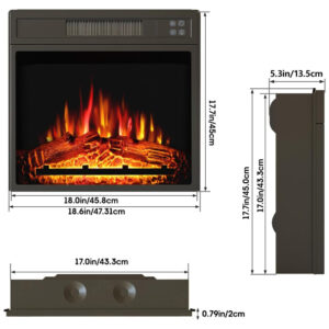 ectq2dr1jyhc0b_1 jpg - Lareira Elétrica de Embutir A44x59L cm com Brilho de Chama Ajustável, Baixo Ruído, Temporizador, Controle Remoto e Digital, 110V 1400W, Vabches, Preta