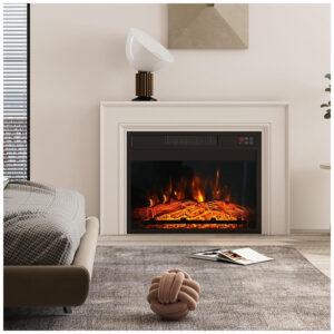 ectq2dr1jyhc0b_6 jpg - Lareira Elétrica de Embutir A44x59L cm com Brilho de Chama Ajustável, Baixo Ruído, Temporizador, Controle Remoto e Digital, 110V 1400W, Vabches, Preta