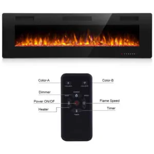 ectq2gtxp9180b_1 jpg - Lareira Elétrica de Embutir A45x91L, com Controle Remoto e Luz de LED, 1500W, 110v, ANTARCTIC STAR, Preto