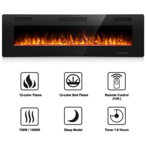 ectq2gtxp9180b_3 jpg - Lareira Elétrica de Embutir A45x91L, com Controle Remoto e Luz de LED, 1500W, 110v, ANTARCTIC STAR, Preto