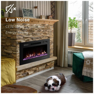 ectq2h2tf1v80b_6 jpg - Lareira Elétrica de Embutir A54x101L com Controle Remoto e Luz de LED, 1500W, 110v, CEARTRY electric fireplace inserts, Preto