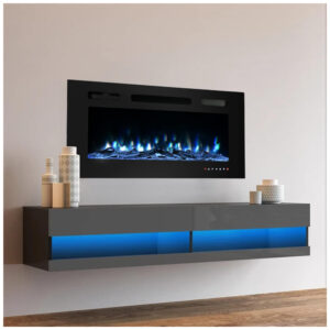 ectq2h2tf1v80b_7 jpg - Lareira Elétrica de Embutir A54x101L com Controle Remoto e Luz de LED, 1500W, 110v, CEARTRY electric fireplace inserts, Preto