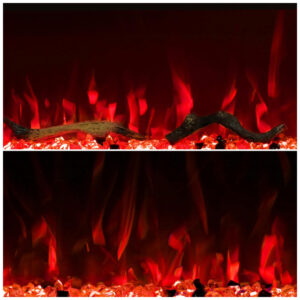 Lareira Elétrica de Embutir A45x121L cm com Chamas Multicoloridas, Temporizador 9H, Controle Remoto e Digital, 110V 1500W, VINEMOUNT, Preta