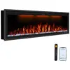 Lareira Elétrica de Embutir A42x106L cm com Controle Remoto por APP, Temporizador, Toras e Cristais Incluídos, 110V 1500W, Benrocks BI42Z, Preta