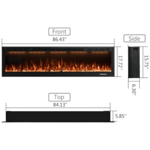 ectq2wvgjd3b0b_4 jpg - Lareira Elétrica de Embutir A44x219L com Controle Remoto e Temporizador, 110V 1500W, Rodalflame, Preta