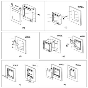 Lareira Elétrica de Embutir A53x90L cm com Temporizador, Controle Remoto, Som de Fogo, Toras e Cristais Incluso, 110V 1500W, RODALFLAME, Preta