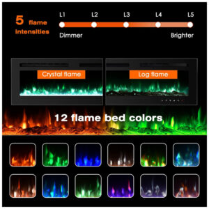 ectq34pt1cf80b_2 jpg - Lareira Elétrica de Embutir A54x127L com Controle Remoto e Luz de LED, 1500W, 110v, PAOLFOX Electric Fireplace, Preto