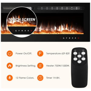 ectq34pt1cf80b_3 jpg - Lareira Elétrica de Embutir A54x127L com Controle Remoto e Luz de LED, 1500W, 110v, PAOLFOX Electric Fireplace, Preto