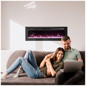 ectq34pt1cf80b_7 jpg - Lareira Elétrica de Embutir A54x127L com Controle Remoto e Luz de LED, 1500W, 110v, PAOLFOX Electric Fireplace, Preto