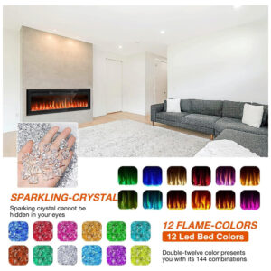 ectq3574fr7b0b_5 jpg - Lareira Elétrica de Embutir Ultrafina A44x127L cm com Temporizador, 12 Cores de Chamas e Controle Remoto, 110V 1500W, Sixfivsevn, Preta