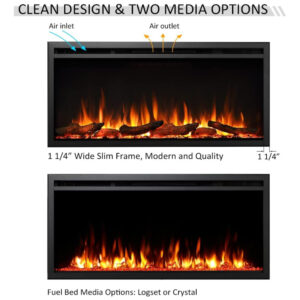 Lareira Elétrica de Embutir A45x101L com Controle Remoto, 110V , LegendFlame EF286, Preta