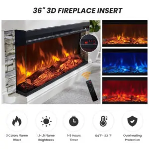 ectq3fx393kd0b_2 jpg - Lareira Elétrica de Embutir A91x132L cm com Inserção de Vidro de 3 Lados e Armario de Armazenamento, 110V, OKD, Branca