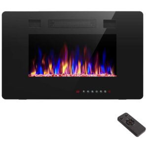 ectq3h6821w70b_0 jpg - Lareira Elétrica de Embutir A45x76L com Controle Remoto e Digital, Luz LED, Chama Ajustável e Temporizador, 1500W, 110v, R.W.FLAME, Preto