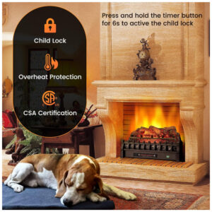 ectq3q4b649c0b_3 jpg - Lareira Elétrica Ecológica 26 66 cm com Controle Remoto, Cores de Chama Ajustáveis, Proteção Contra Superaquecimento e Temporizador de 8H, 110V 1500W, Tangkula, Preta