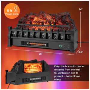 ectq3q4b649c0b_6 jpg - Lareira Elétrica Ecológica 26 66 cm com Controle Remoto, Cores de Chama Ajustáveis, Proteção Contra Superaquecimento e Temporizador de 8H, 110V 1500W, Tangkula, Preta