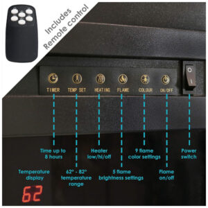 ectq3vs1v6l80b_2 jpg - Lareira Elétrica de Embutir A48x59L, com Controle Remoto, 1500W, 110v, SUNNYDAZE LOE 364, Preto