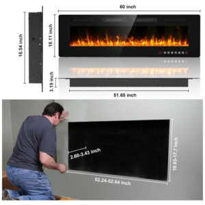 ectq3xjsdycc0b_5 jpg - Lareira Elétrica de Embutir Ultrafina A45x152L cm com Controle Remoto, Temporizador 8H e Ventilação Dupla, 110V 1500W, BREEZEHEAT, Preta