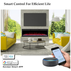 ectq44whg5z90b_1 jpg - Lareira Elétrica de Embutir A44x152L com Controle por APP e Chamas Multicoloridas, 110V 1500W, Dreamflame, Preta