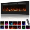 Lareira Elétrica de Embutir A44x106L com Temporizador e Chamas Realista, 110V 1500W, Oxhark, Preta
