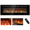 Lareira Elétrica de Embutir A44x121L com Controle Remoto, Tela Sensível ao Toque e Chamas Multicoloridas, 110V 1500W, Kentsky, Preta