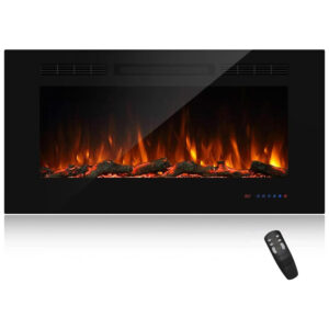 ectq4pbjxrs70b_0 jpg - Lareira Elétrica de Embutir A54x106L com Controle Remoto e Digital, Luz LED, Chama Ajustável, 1500W, 110v, MASARFLAME, Preto