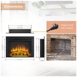 Lareira Elétrica Legend Flame 92x67cm 1500W LED Som Crepitar Embutir 110V
