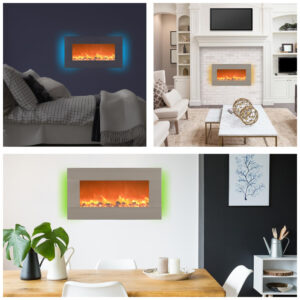 Lareira Elétrica de Embutir A42x78L, com Controle Remoto de Aço Inoxidável, 1500W, 110v, NORTHWEST 80 BL31 2002, Prateado