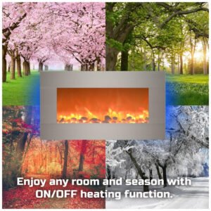 Lareira Elétrica de Embutir A42x78L, com Controle Remoto de Aço Inoxidável, 1500W, 110v, NORTHWEST 80 BL31 2002, Prateado