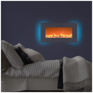 Lareira Elétrica de Embutir A42x78L, com Controle Remoto de Aço Inoxidável, 1500W, 110v, NORTHWEST 80 BL31 2002, Prateado