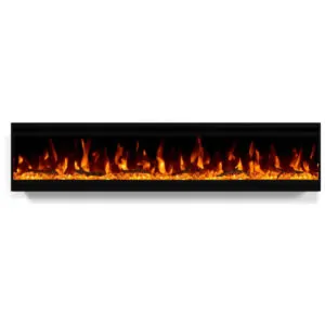 Lareira Elétrica de Embutir A34x152L cm com Estrutura Ultrafina, Controle Remoto e Digital, 110V 1500W, Cooboom EF2030C, Preta