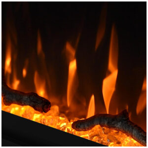 Lareira Elétrica de Embutir A34x152L cm com Estrutura Ultrafina, Controle Remoto e Digital, 110V 1500W, Cooboom EF2030C, Preta