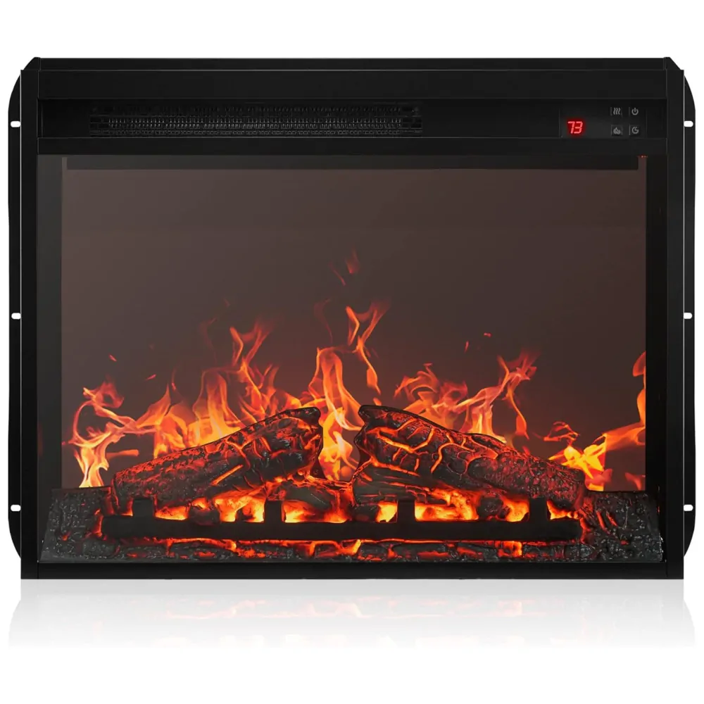Lareira Elétrica de Embutir A45x60L cm com Brilho Ajustável, Temporizador e Controle Remoto, 110V 1400W, BELLEZE, Preta