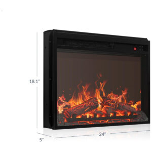 Lareira Elétrica de Embutir A45x60L cm com Brilho Ajustável, Temporizador e Controle Remoto, 110V 1400W, BELLEZE, Preta