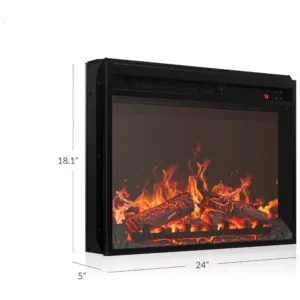 Lareira Elétrica de Embutir A45x60L cm com Brilho Ajustável, Temporizador e Controle Remoto, 110V 1400W, BELLEZE, Preta