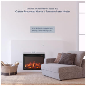 Lareira Elétrica de Embutir A45x60L cm com Brilho Ajustável, Temporizador e Controle Remoto, 110V 1400W, BELLEZE, Preta