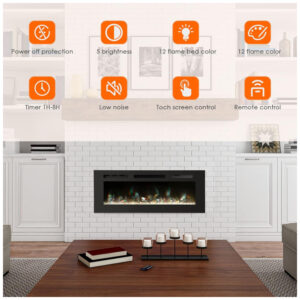 ectq5q2ch1v80b_1 jpg - Lareira Elétrica de Embutir A54x101L com Controle Remoto e Luz de LED, 1500W, 110v, PAOLFOX Electric Fireplace, Preto